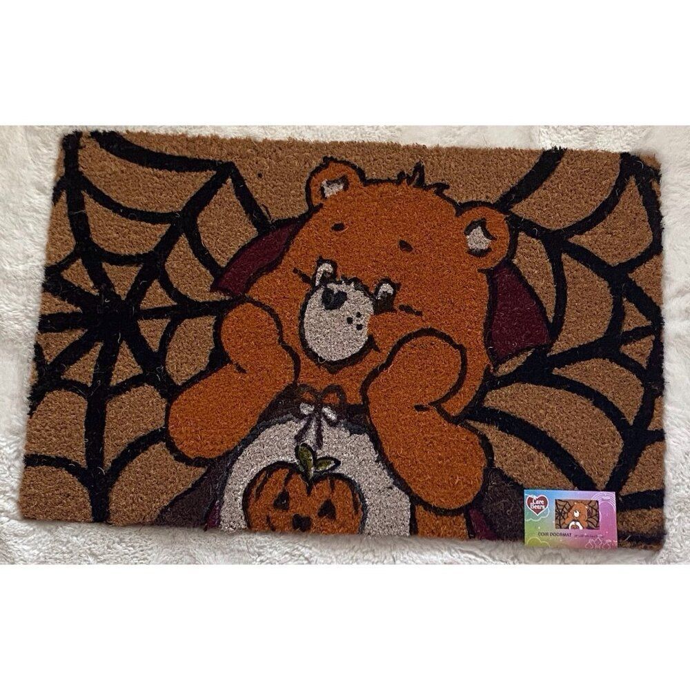 Care Bears Halloween Spider Web Vampire Pumpkin Outdoor Coir Door Mat 18 X 28”